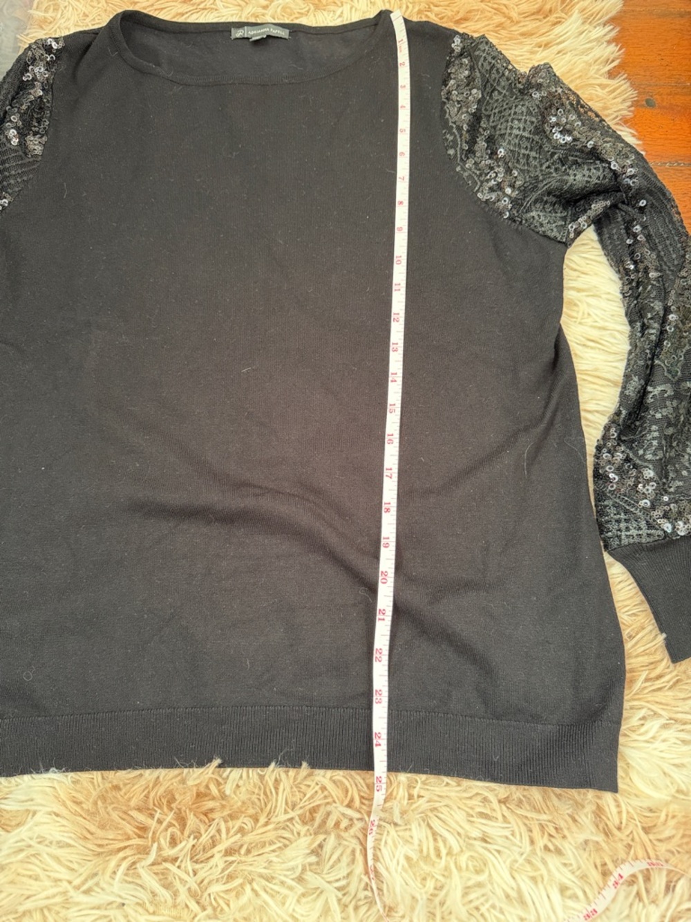 Adrianna Papell Black Sparkling Sequin Long  Sleeve Sweater Size Large - Picture 9 of 10